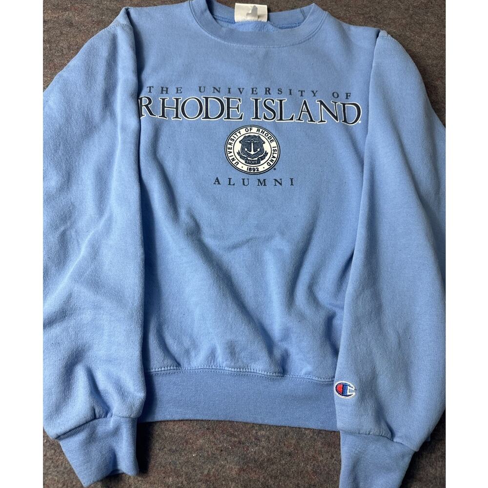 Vintage Champion Sweatshirt Mens Small Blue University Of Rhode Island 90s Green
